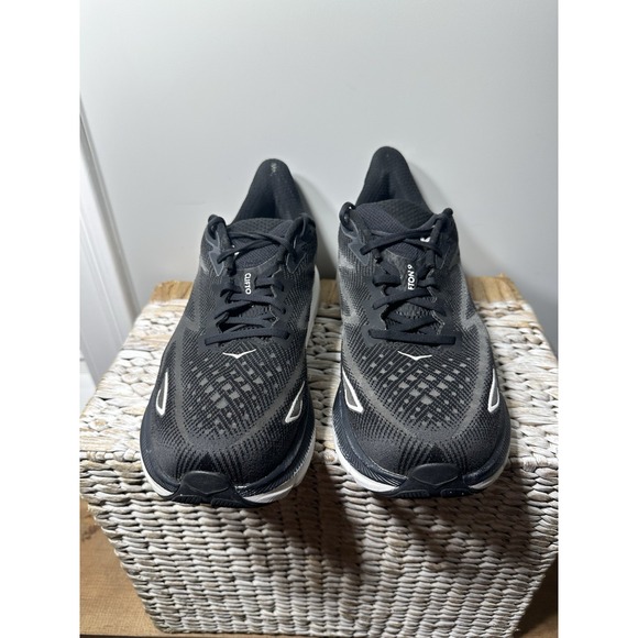 Hoka One One Clifton 9 Running Shoes Mens 12.5 2E WIDE Black Comfort Sneaker - Picture 3 of 15